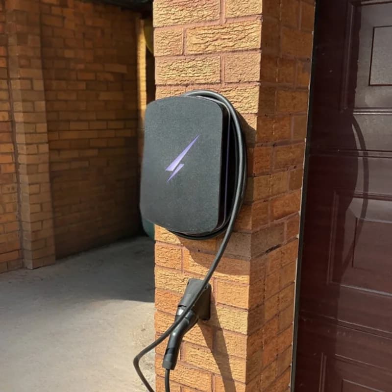 Hypervolt EV charger installed in a carport