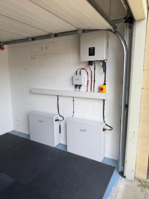 Fox ESS home batteries installed in a garage